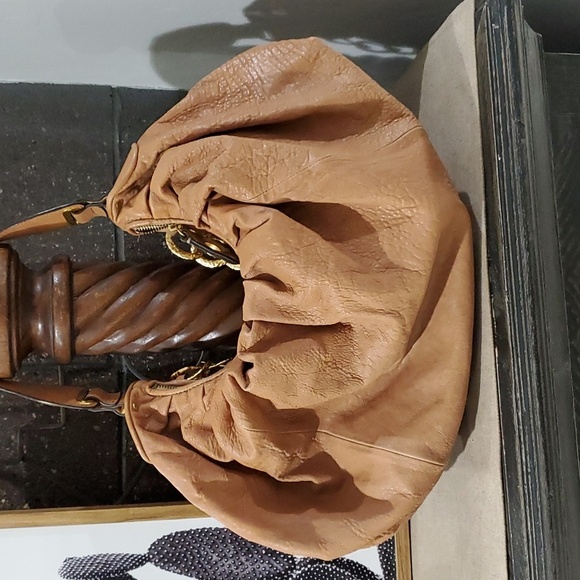 JUICY COUTURE BROWN BAG GOLD CHUNKY CHAIN SHOULDER HOBO PEBBLE LEATHER BOHO CHIC - Picture 7 of 13